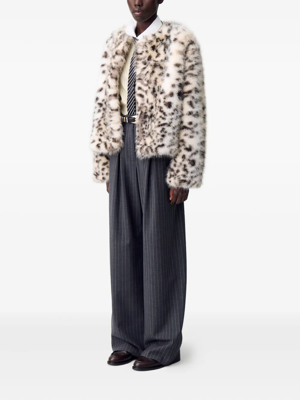 Claudie Pierlot Jack met lange mouwen en luipaardprint Beige