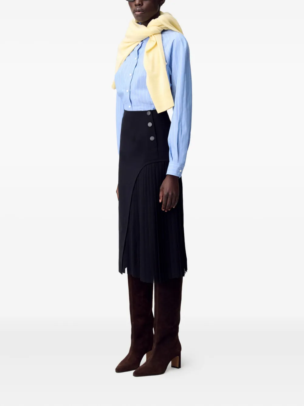 Claudie Pierlot Rok met geplooid vlak Zwart