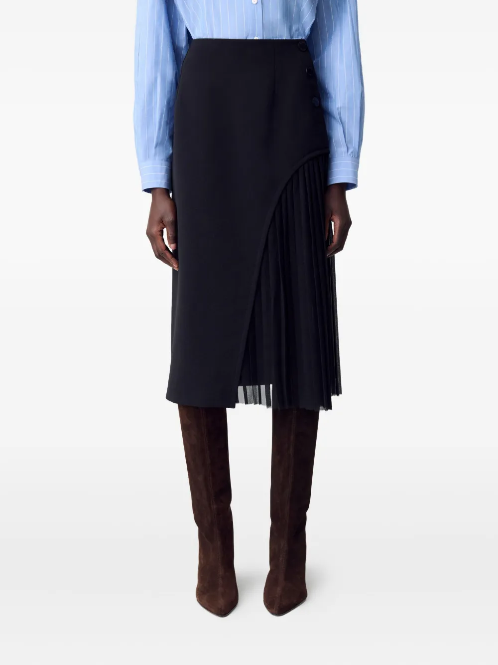 Claudie Pierlot Rok met geplooid vlak Zwart
