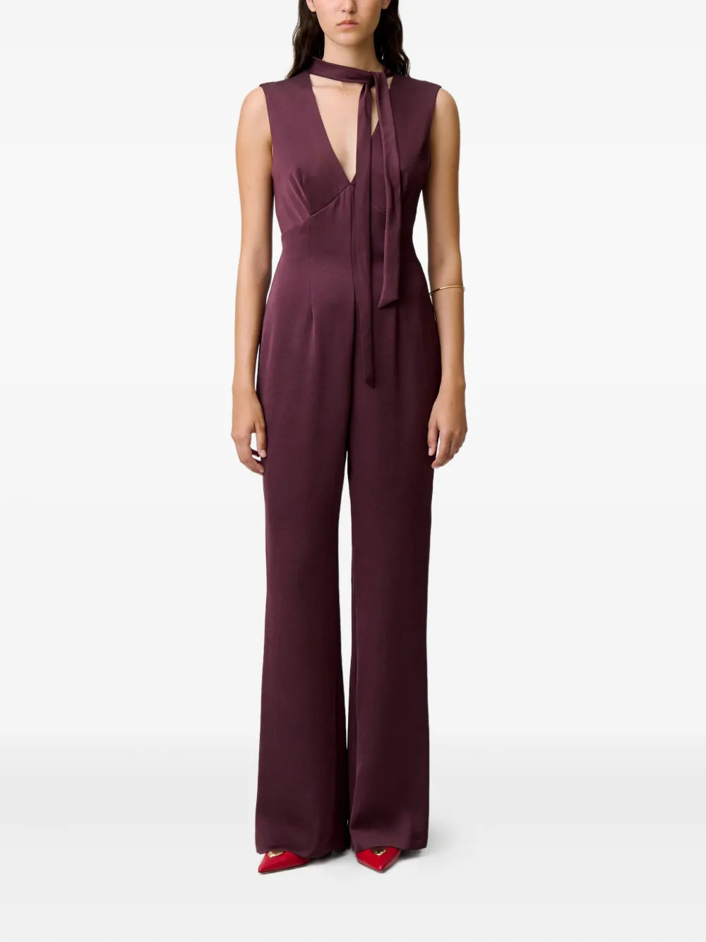 Claudie Pierlot Mouwloze jumpsuit met gestrikte hals - Rood
