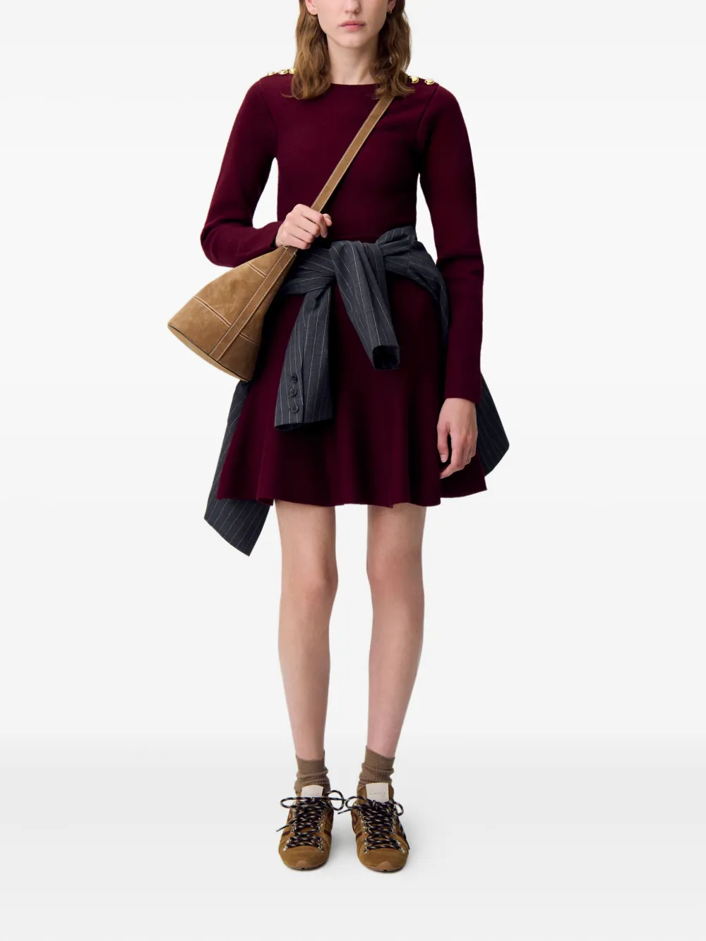 Claudie Pierlot Ausgestelltes Strickkleid mit Knöpfen | Strickkleider | Image 2