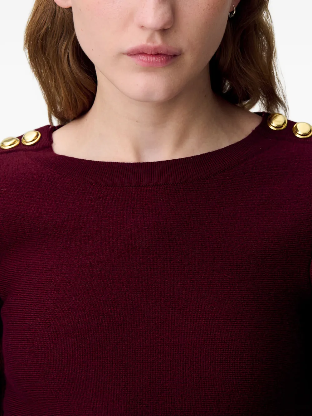 Claudie Pierlot Gebreide flared jurk met knoopdetail Rood