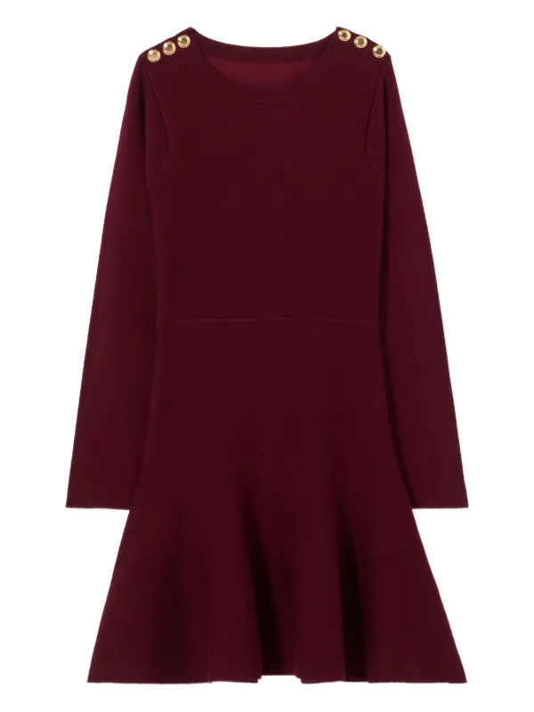 Claudie Pierlot button-detailed Flared Knitted Dress | Red | FARFETCH BH
