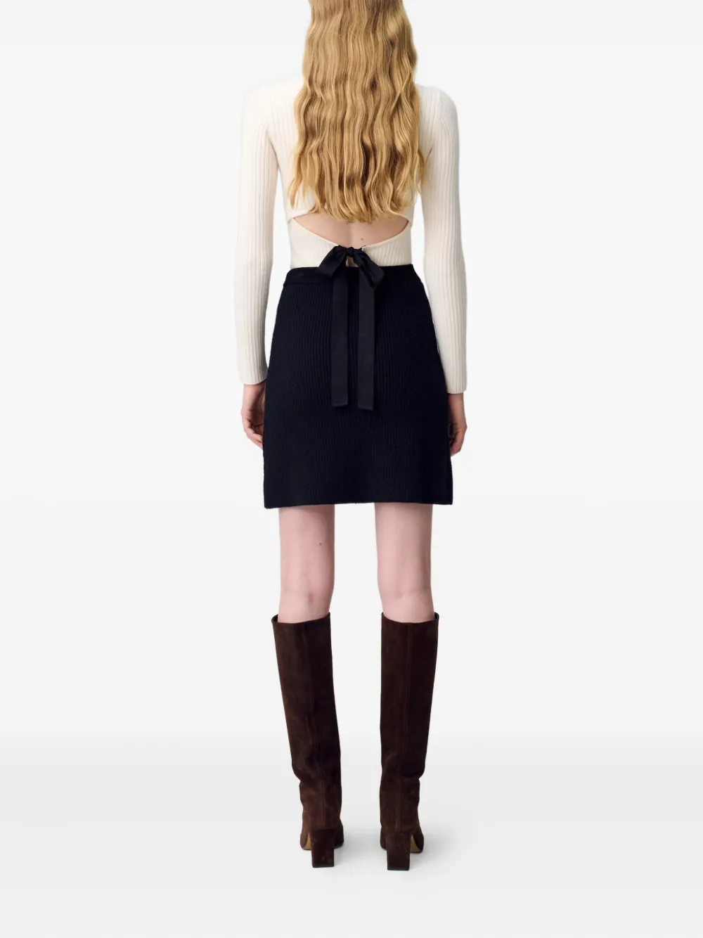 Claudie Pierlot Ribgebreide mini-rok Zwart