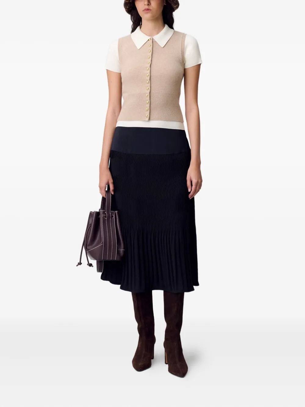 Claudie Pierlot pleated midi skirt - Zwart