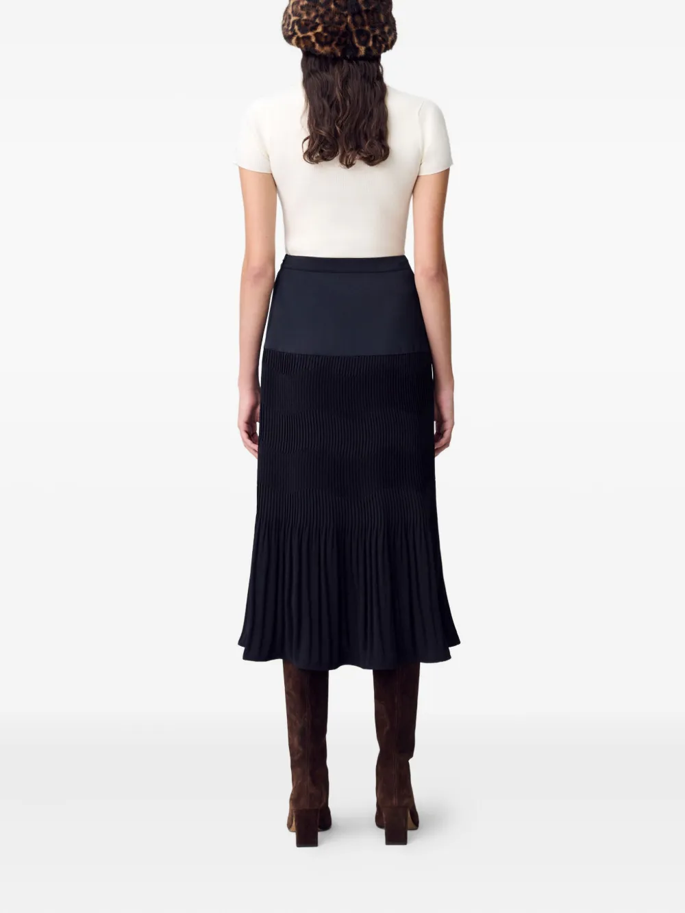 Claudie Pierlot pleated midi skirt Zwart
