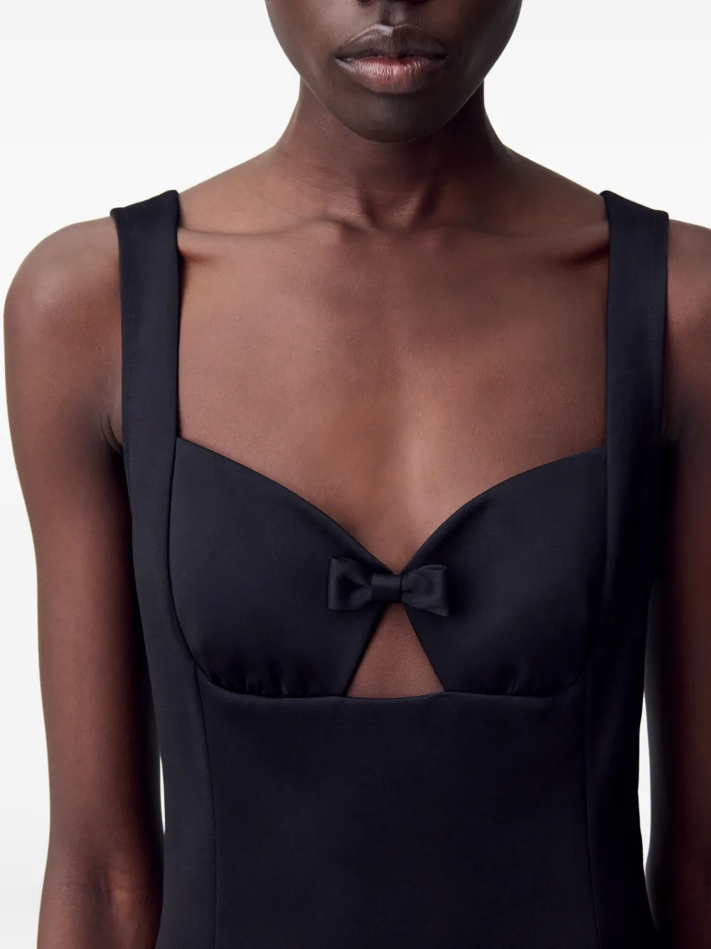 Bow-Detail Pleated Mini Dress