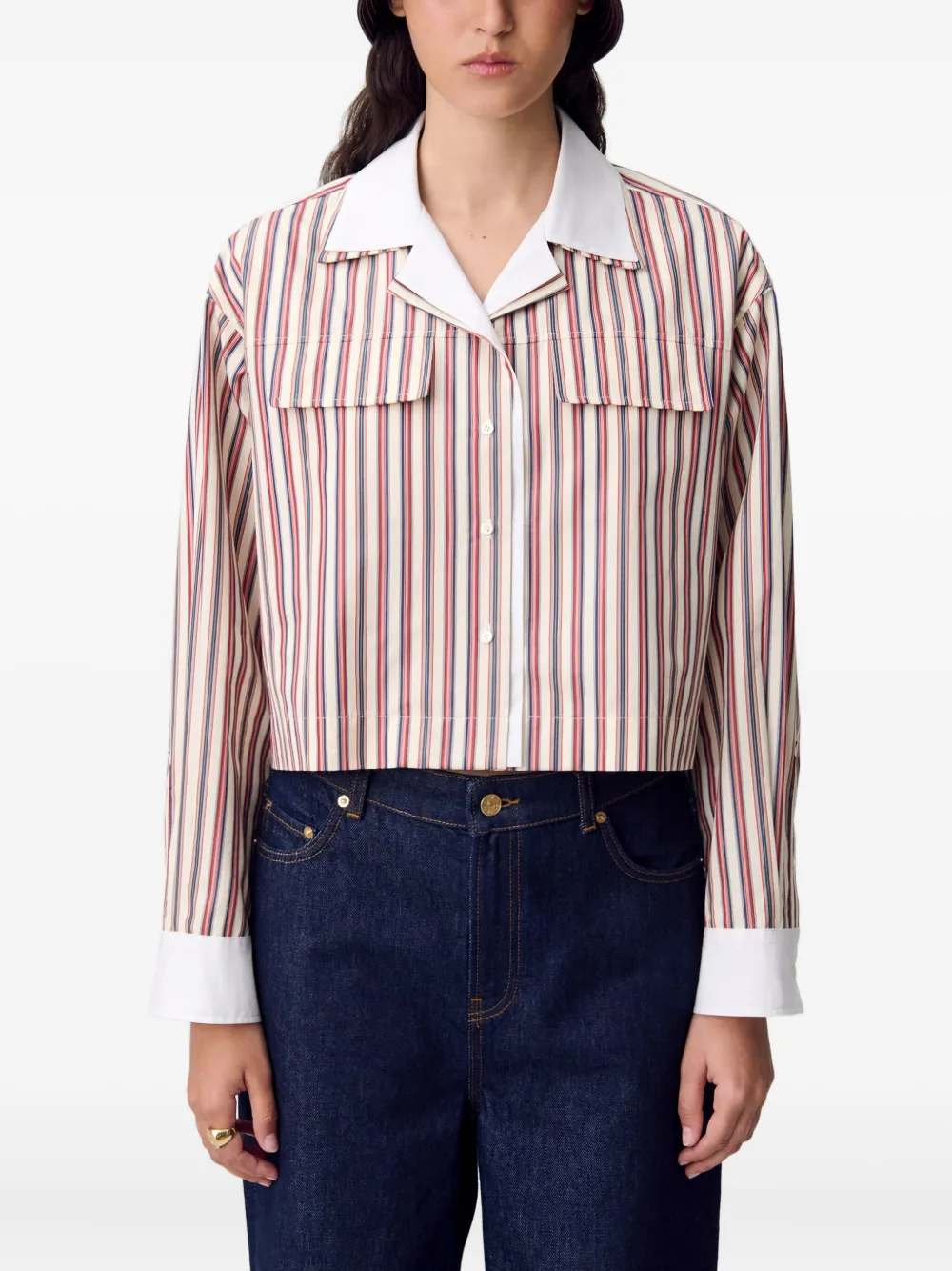 Claudie Pierlot Gestreept shirt met zak Rood