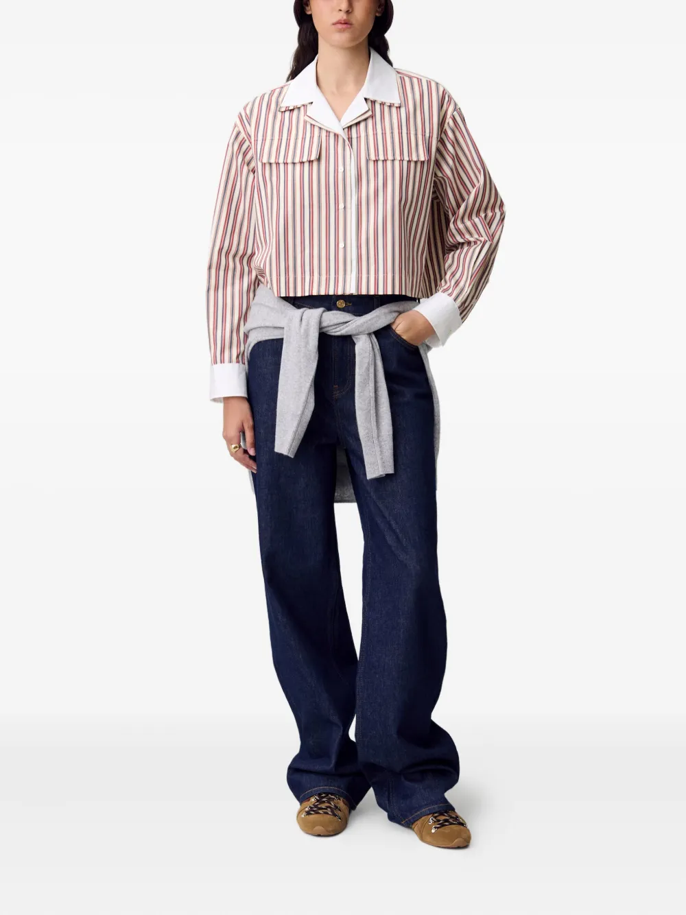 Claudie Pierlot Gestreept shirt met zak - Rood