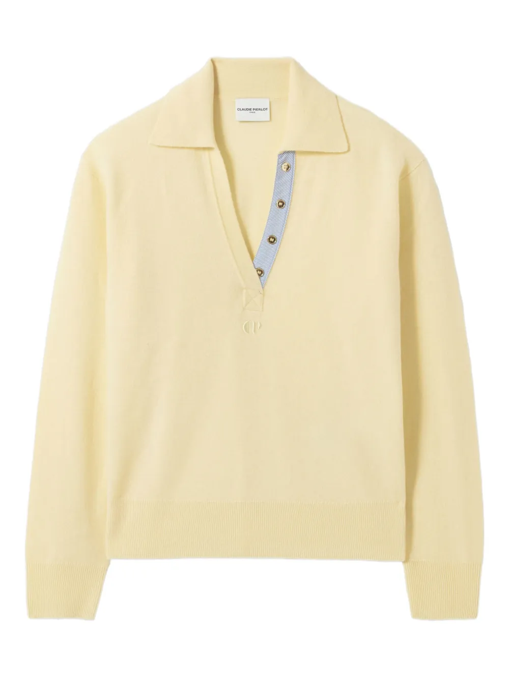 Claudie Pierlot Trui met geborduurd detail en polokraag Geel
