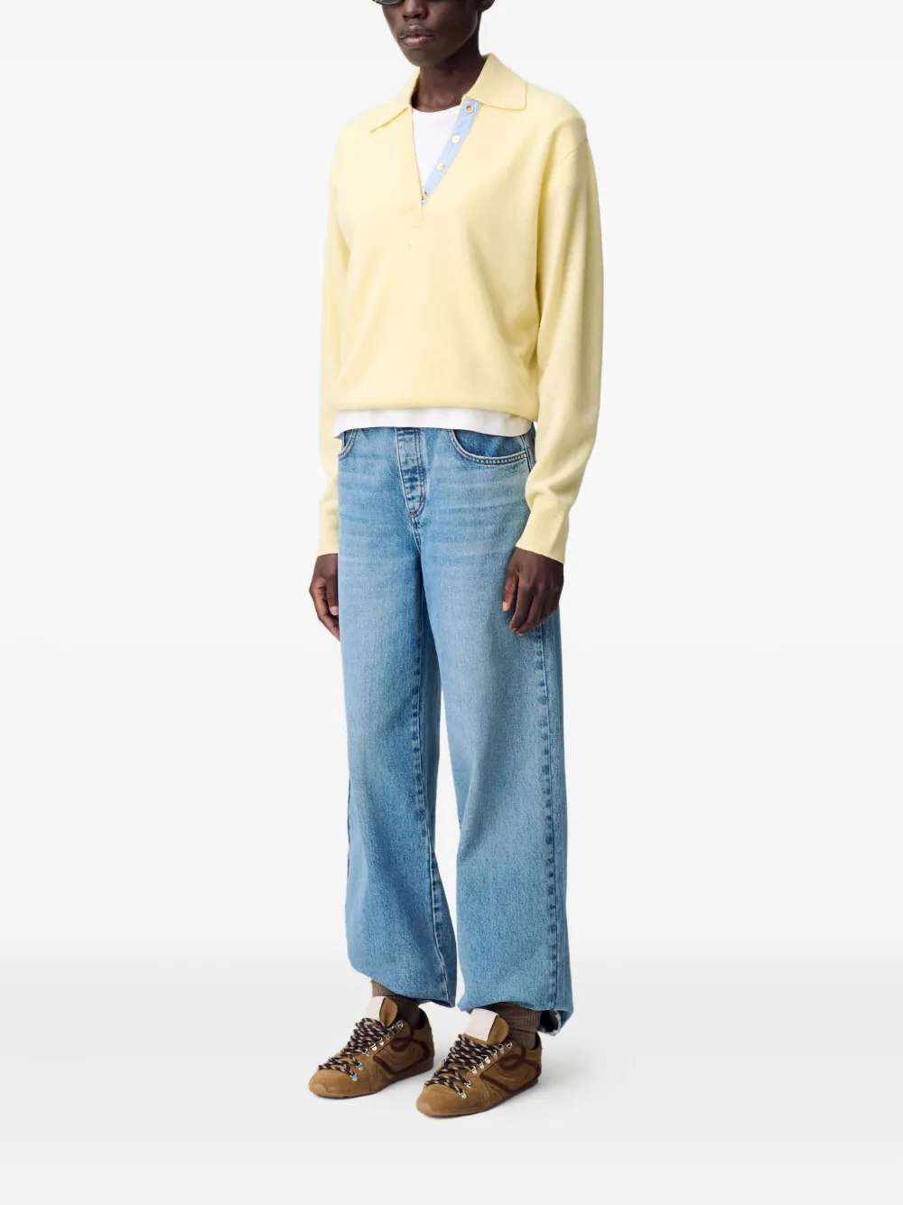 Claudie Pierlot Trui met geborduurd detail en polokraag Geel