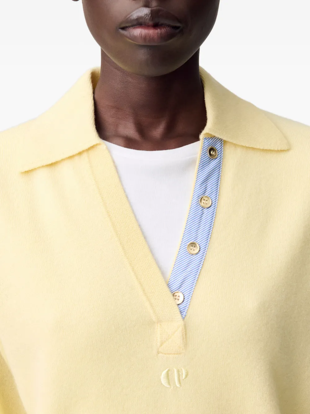 Claudie Pierlot Trui met geborduurd detail en polokraag Geel