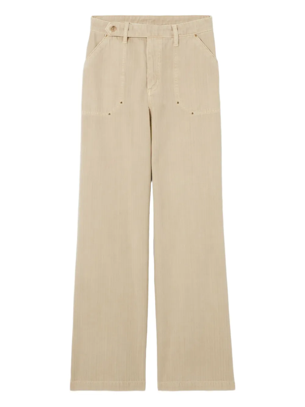 Claudie Pierlot Straight jeans met visgraatpatroon Beige