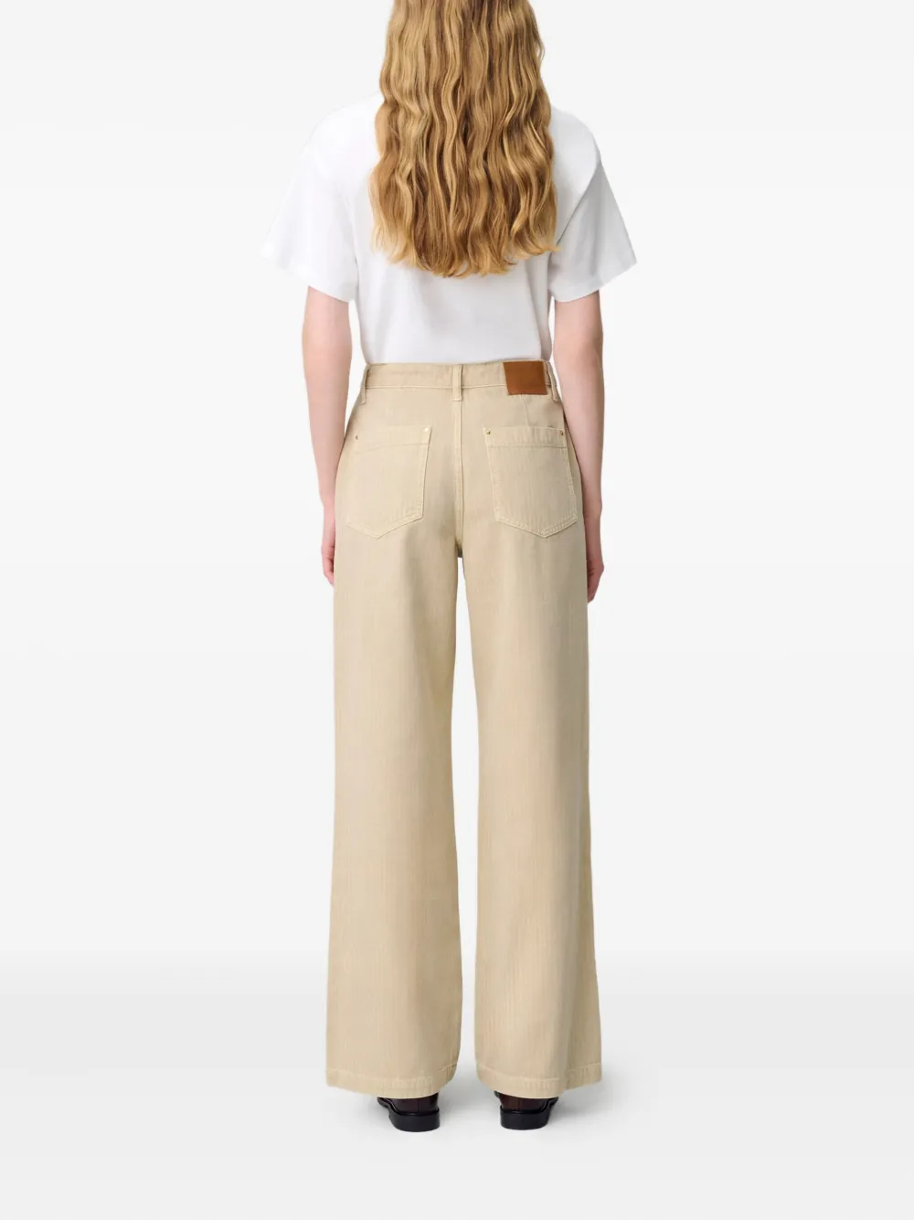 Claudie Pierlot Straight jeans met visgraatpatroon Beige