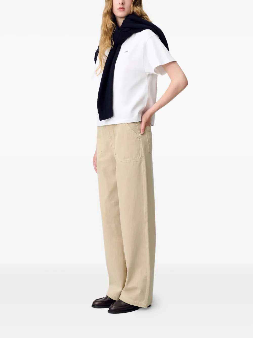 Claudie Pierlot Straight jeans met visgraatpatroon Beige