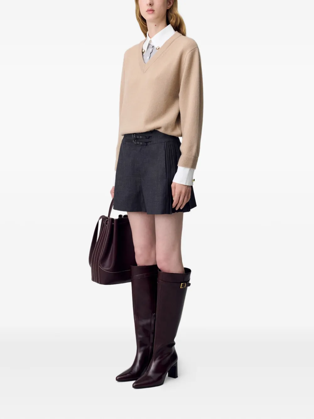 Claudie Pierlot Sweater met V-hals Beige