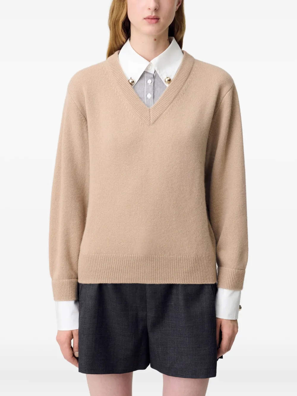Claudie Pierlot Sweater met V-hals Beige