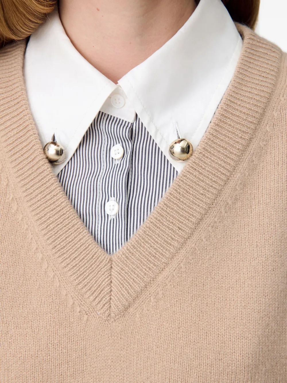 Claudie Pierlot Sweater met V-hals Beige