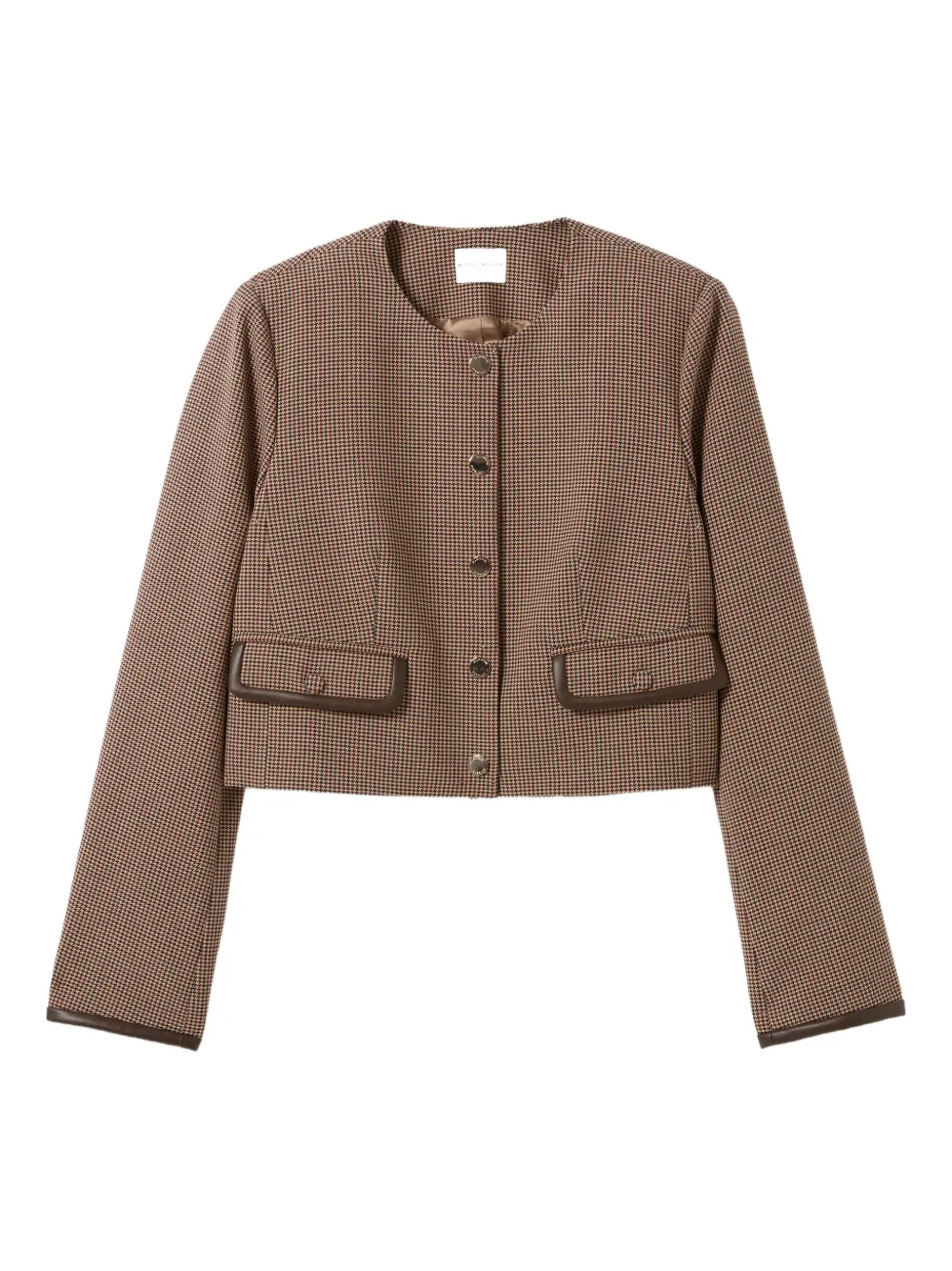Claudie Pierlot Houndstooth-pattern Cropped Jacket In Brown