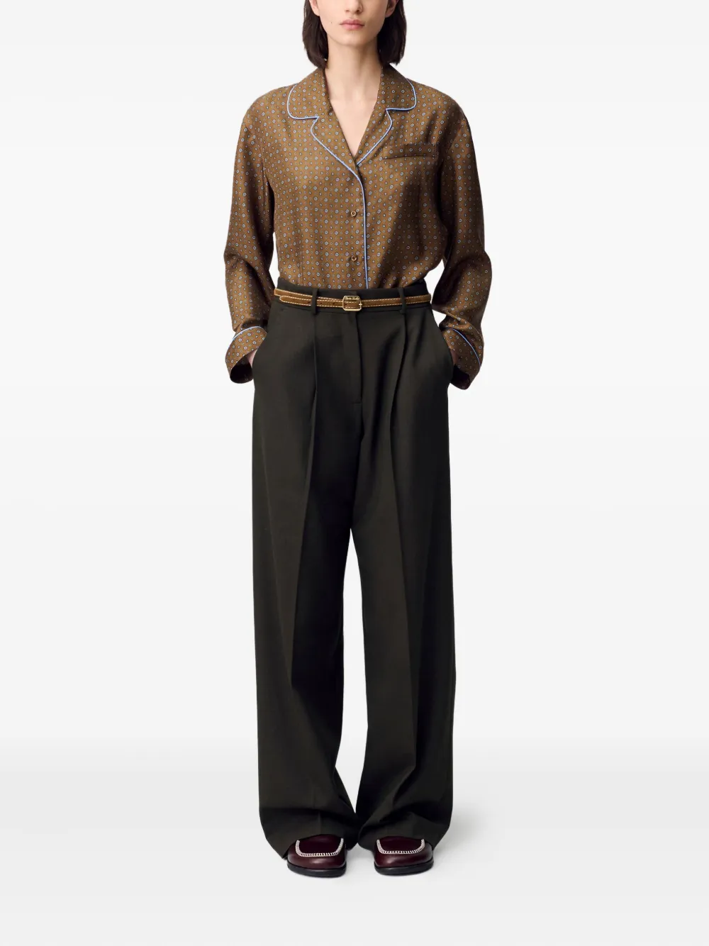 Claudie Pierlot Blouse met stippen en afwerking - Bruin