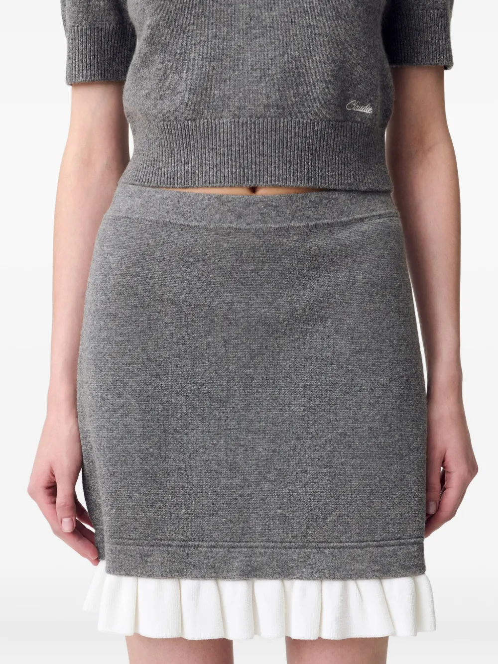 Claudie Pierlot Wollen mini-rok met ruches Grijs