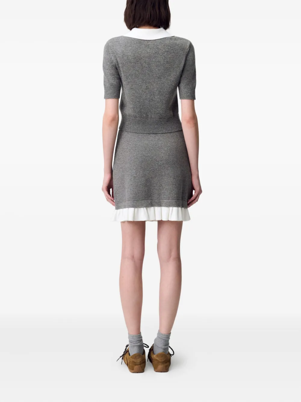 Claudie Pierlot Wollen mini-rok met ruches Grijs