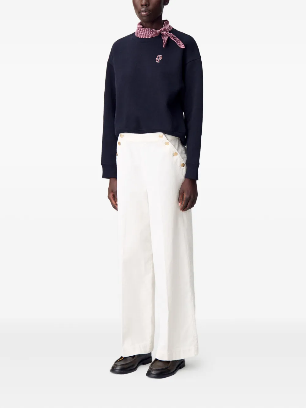 Claudie Pierlot Ribfluwelen broek met knoopsluiting Wit