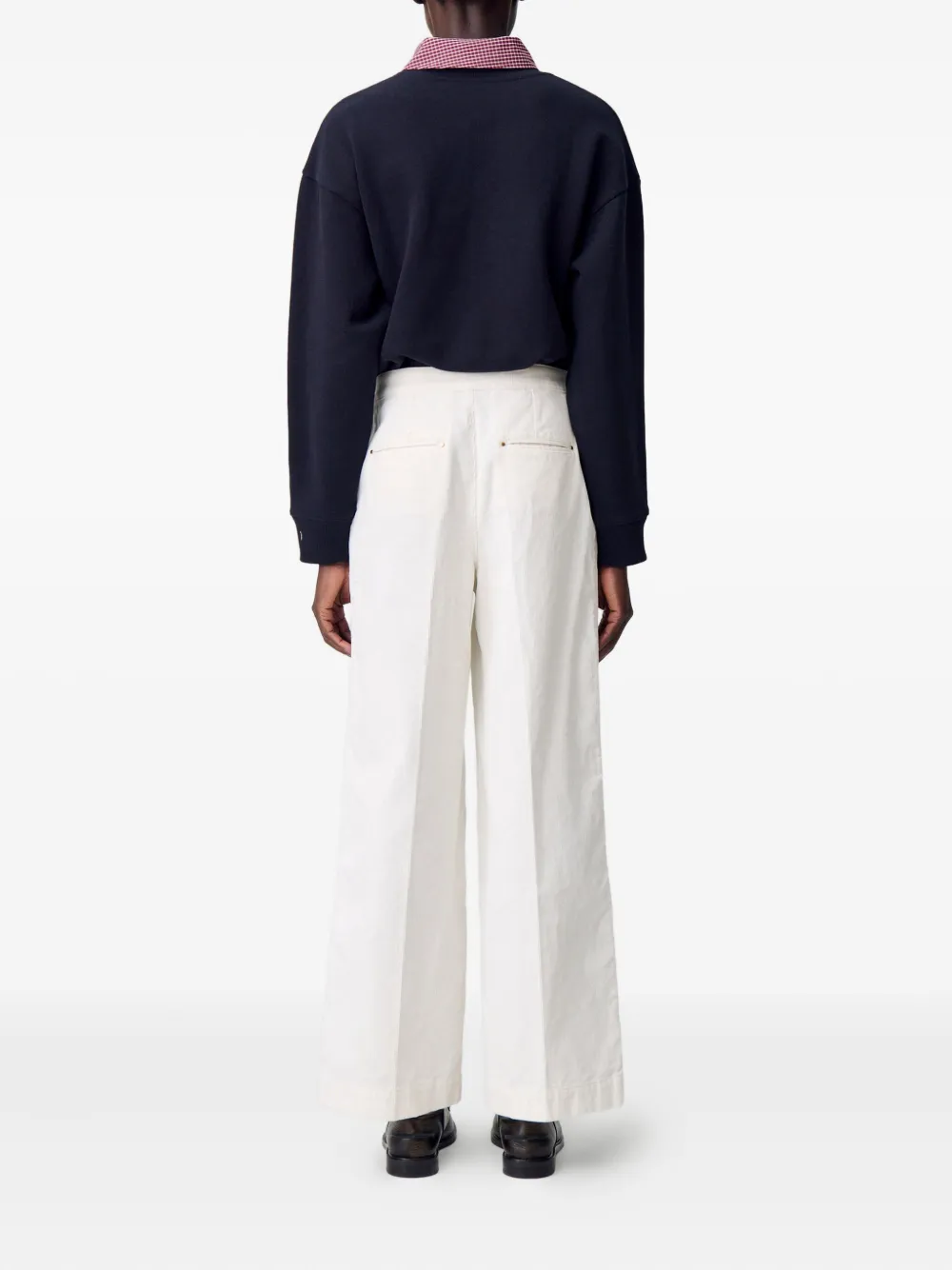 Claudie Pierlot Ribfluwelen broek met knoopsluiting Wit