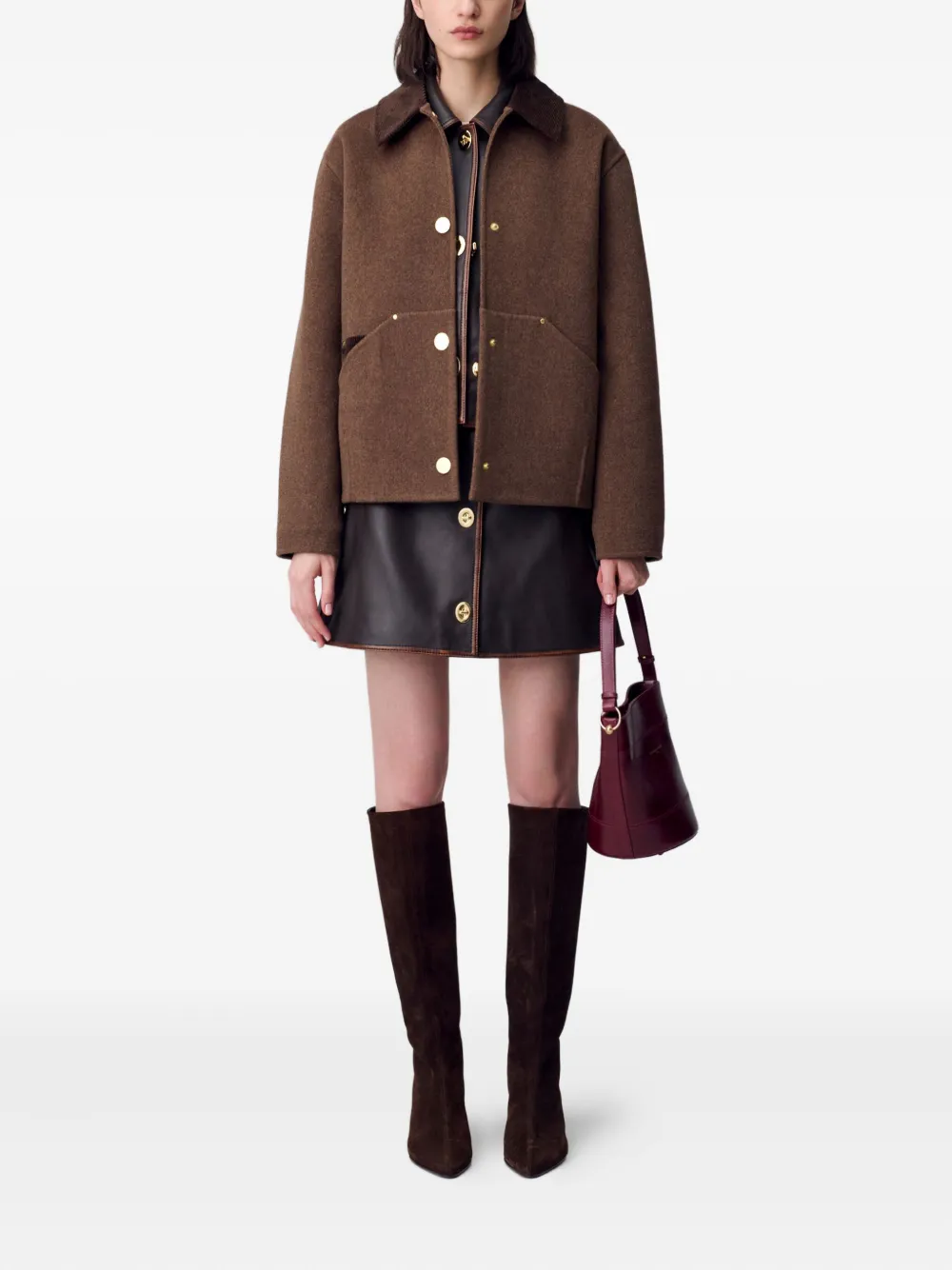 Claudie Pierlot corduroy-collar wool coat | Single Breasted Coats | Image 2
