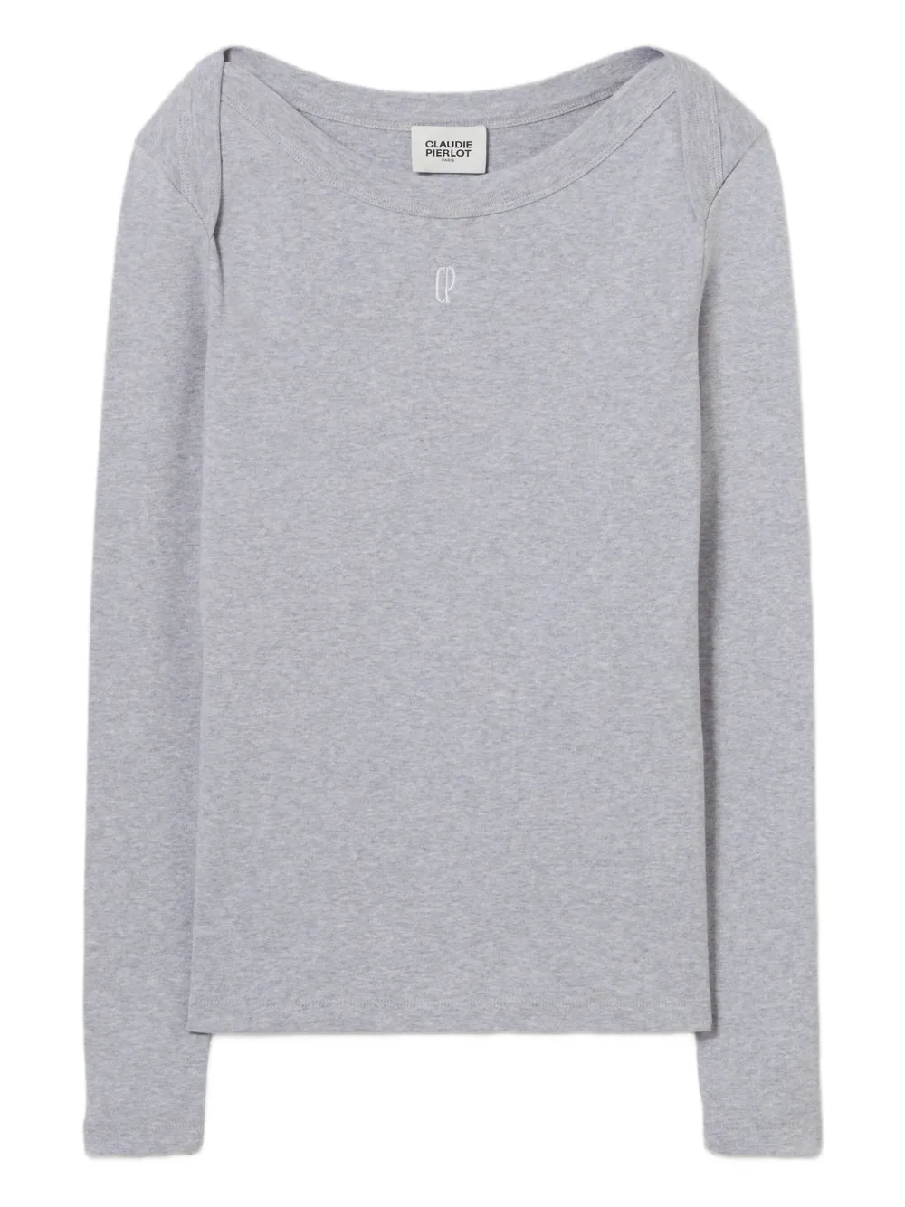 Claudie Pierlot boat-neck long-sleeve T-shirt - Grigio