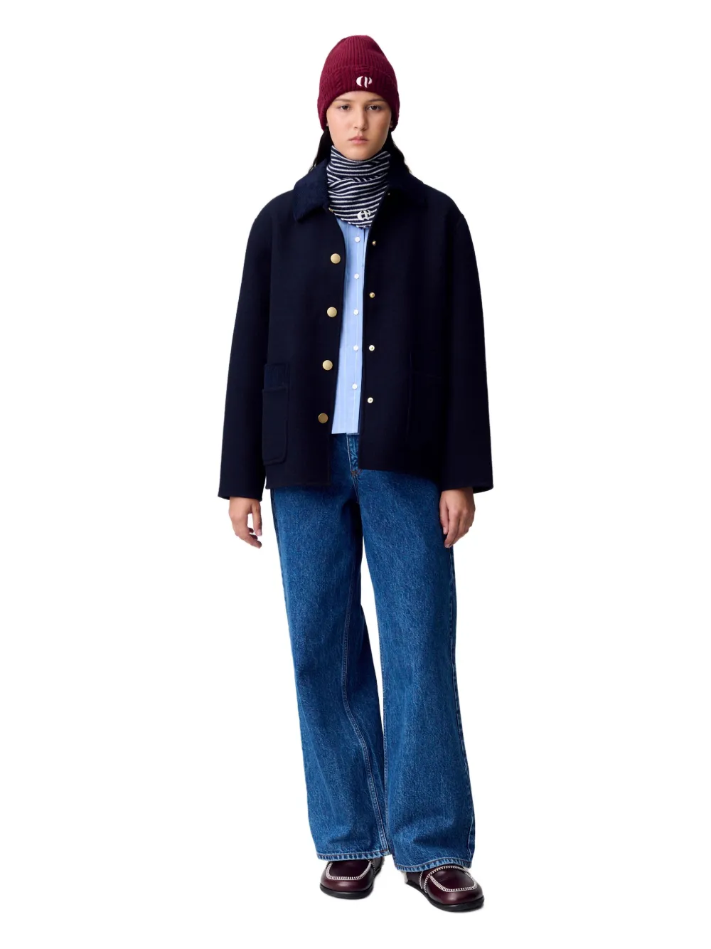 Claudie Pierlot Jack met ribfluwelen kraag Blauw