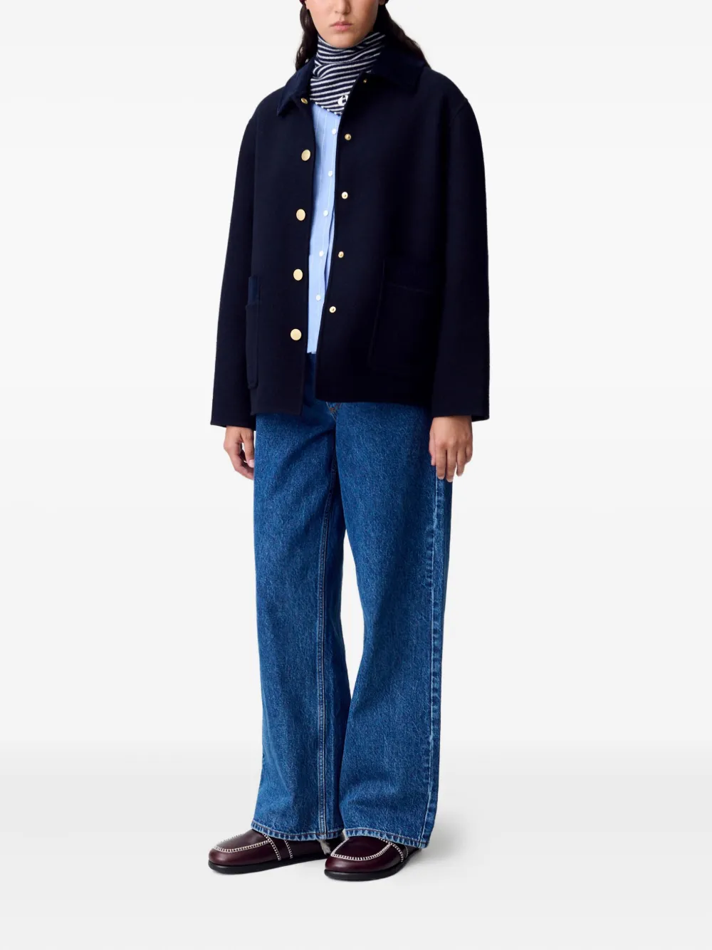 Claudie Pierlot Jack met ribfluwelen kraag Blauw