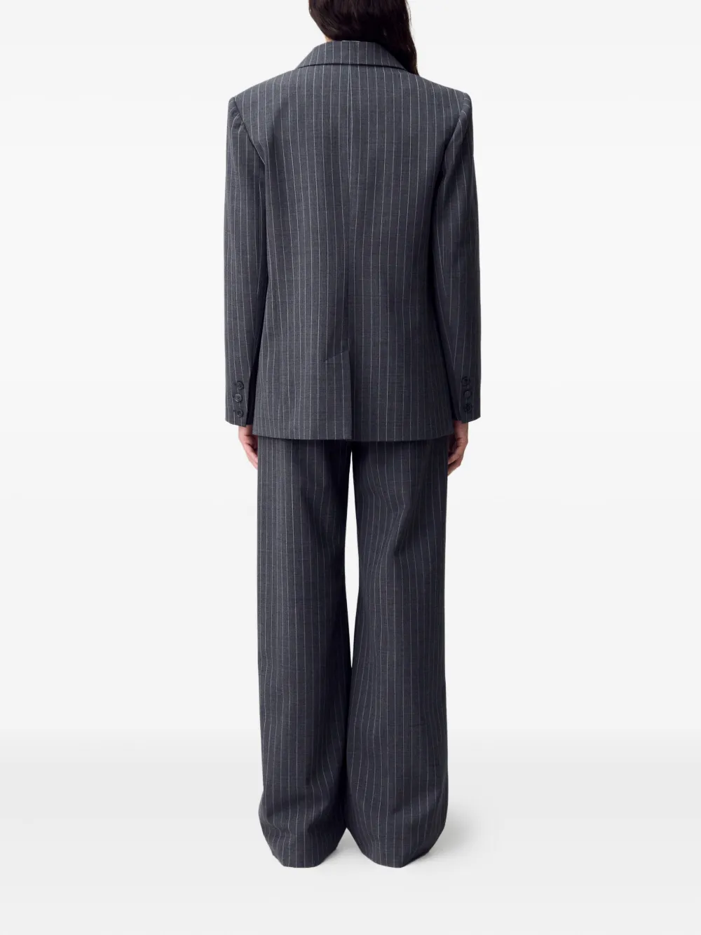 Claudie Pierlot Blazer met krijtstreep en enkele rij knopen Grijs