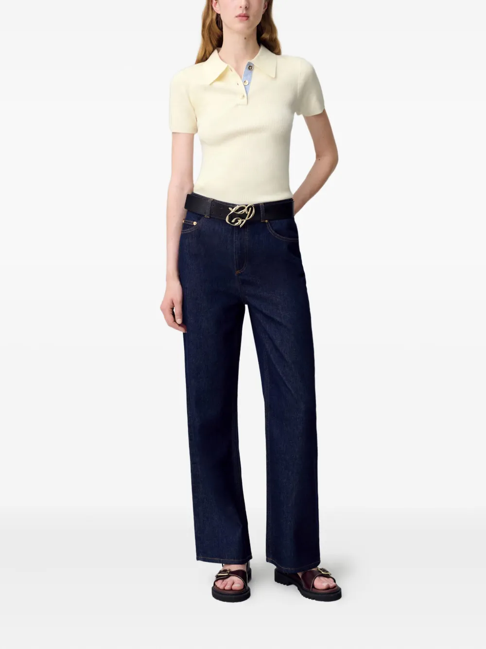 Claudie Pierlot Polotop met korte mouwen - Beige