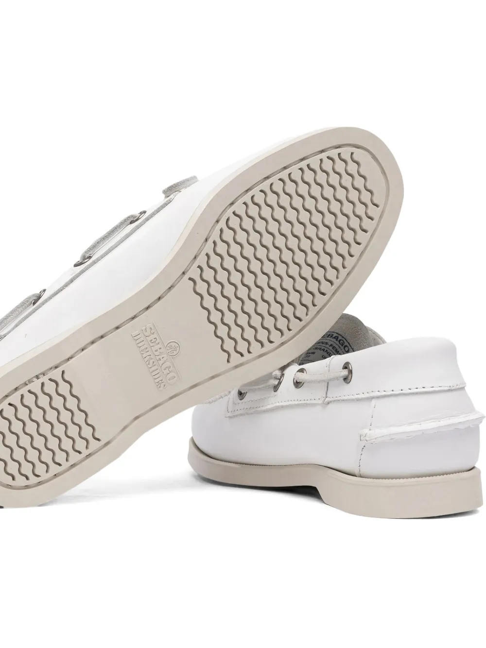 Sebago Docksides Portland leather boat shoes White