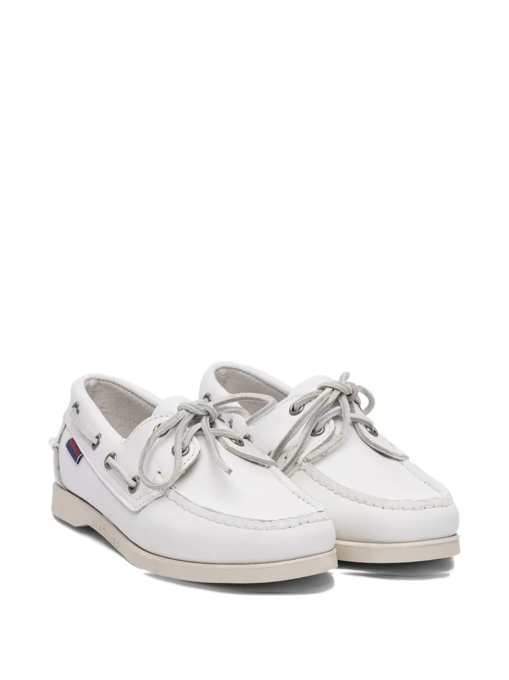 Sebago Docksides Portland leather boat shoes White