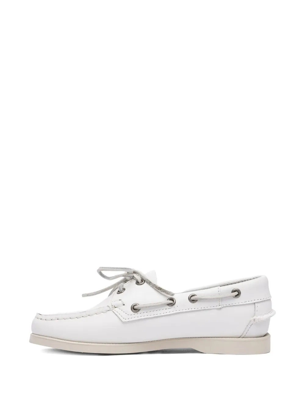 Sebago Docksides Portland leather boat shoes White