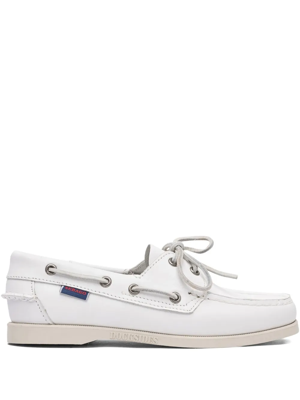 Sebago Docksides Portland leather boat shoes White