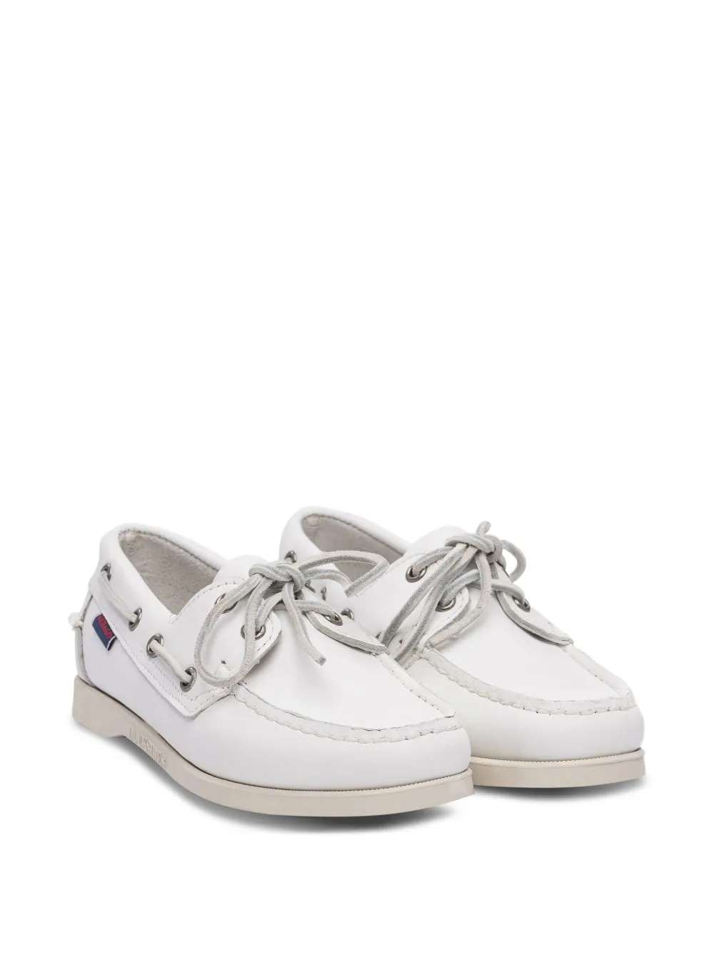 Sebago Docksides Portland leather boat shoes White