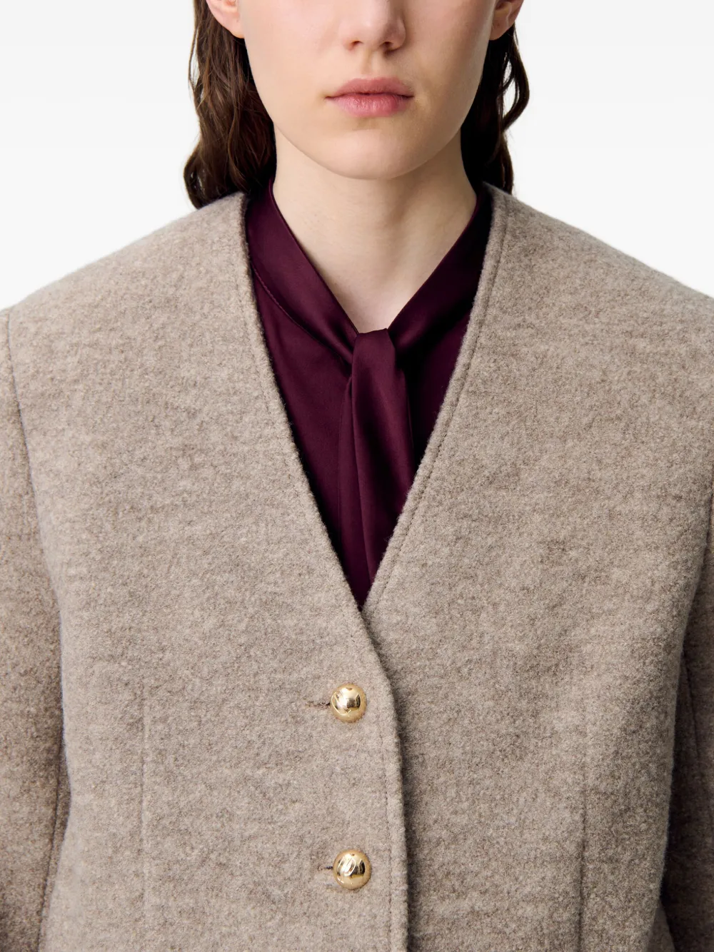 Claudie Pierlot Button-down jack met V-hals Beige