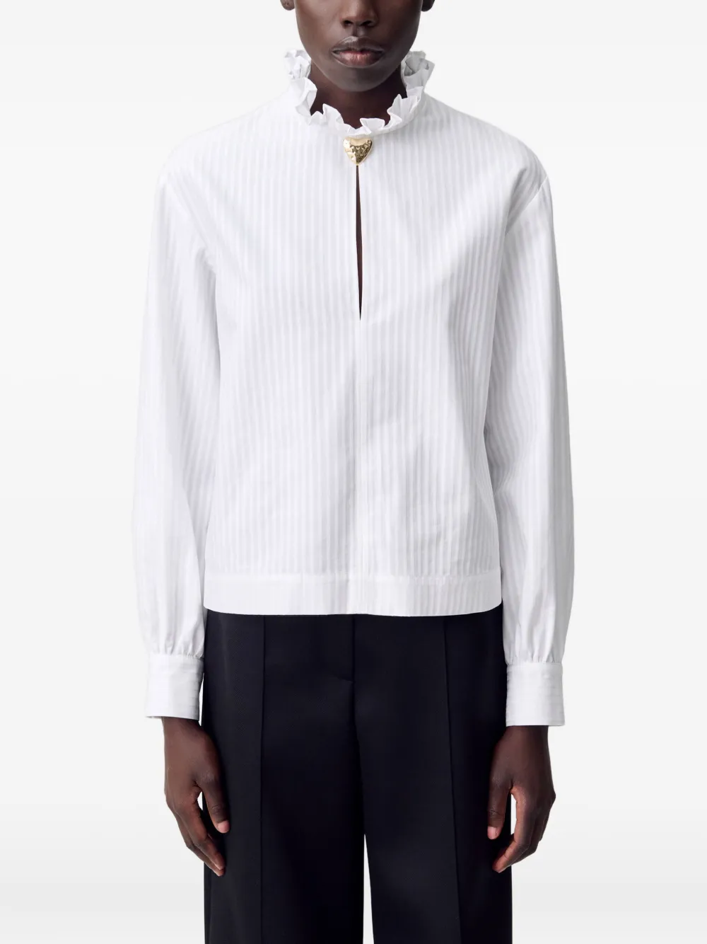 Claudie Pierlot Gestreepte blouse verfraaid met hart Wit