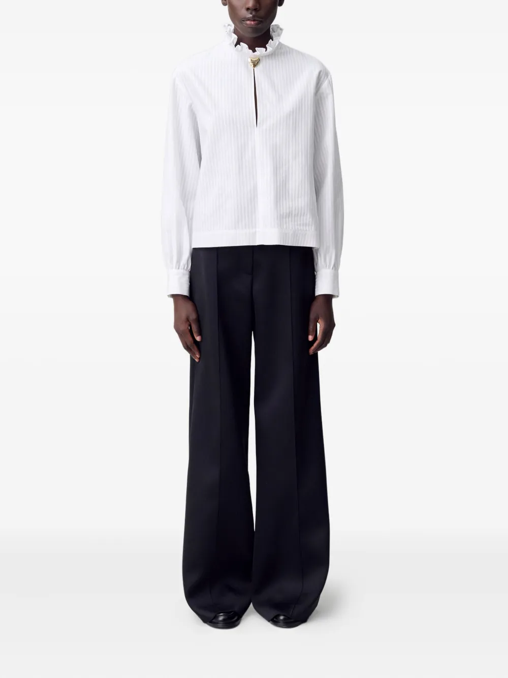 Claudie Pierlot Gestreepte blouse verfraaid met hart - Wit
