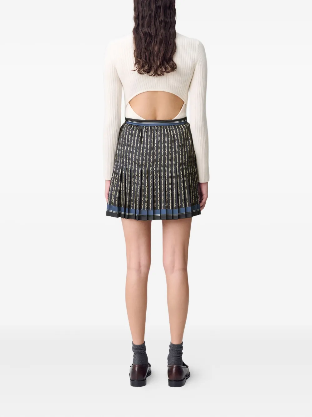 Claudie Pierlot Mini-plooirok met kettingprint Zwart