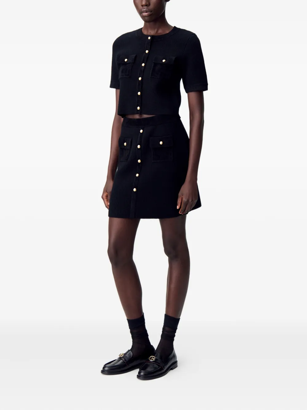 Claudie Pierlot Ribgebreid vest Zwart