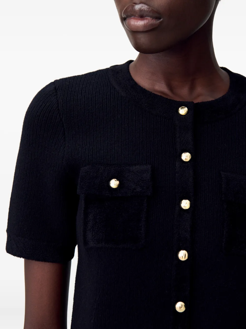 Claudie Pierlot Ribgebreid vest Zwart