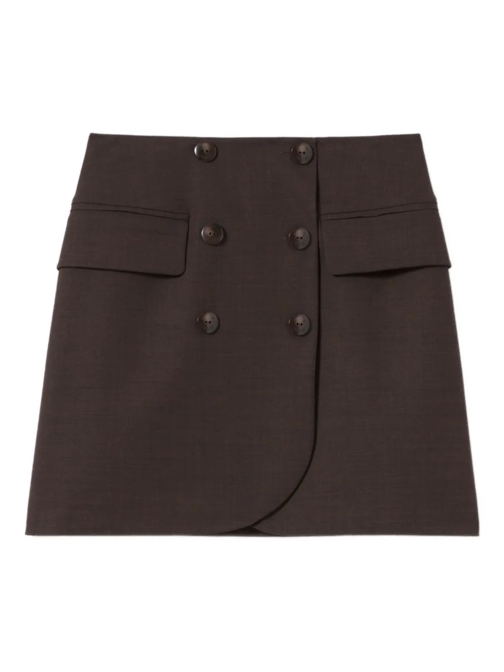double-breasted wool miniskirt