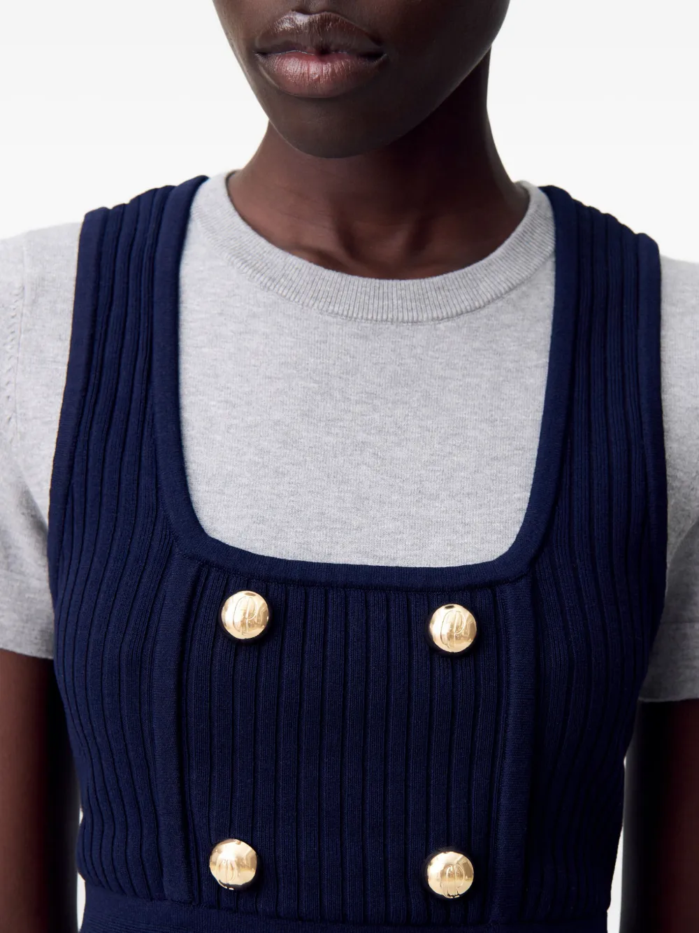 Claudie Pierlot Gebreide mini-jurk met knopen Blauw