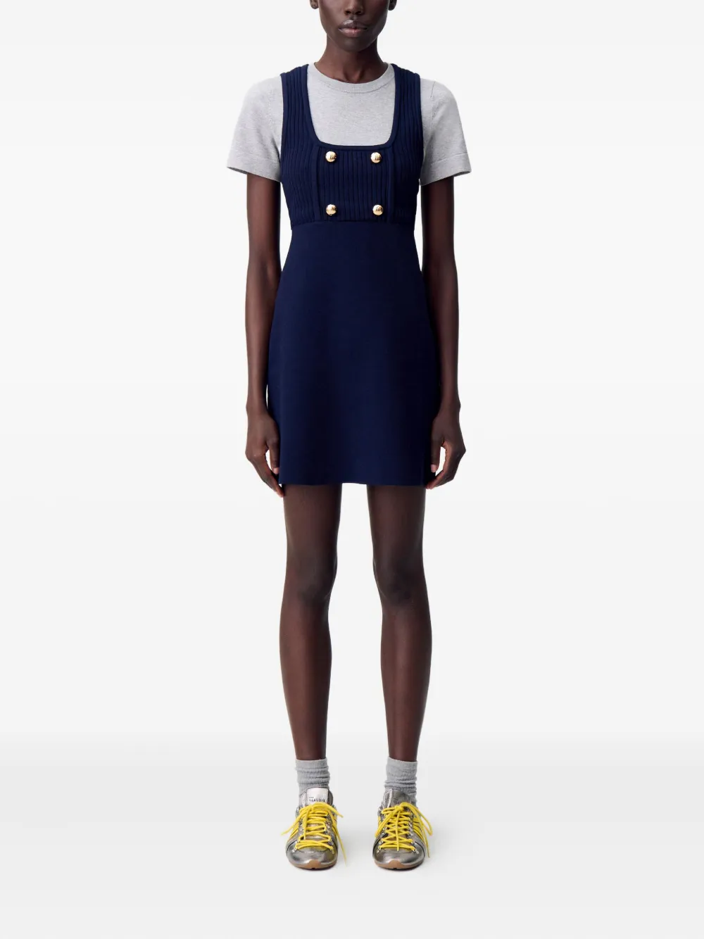 Claudie Pierlot Gebreide mini-jurk met knopen - Blauw