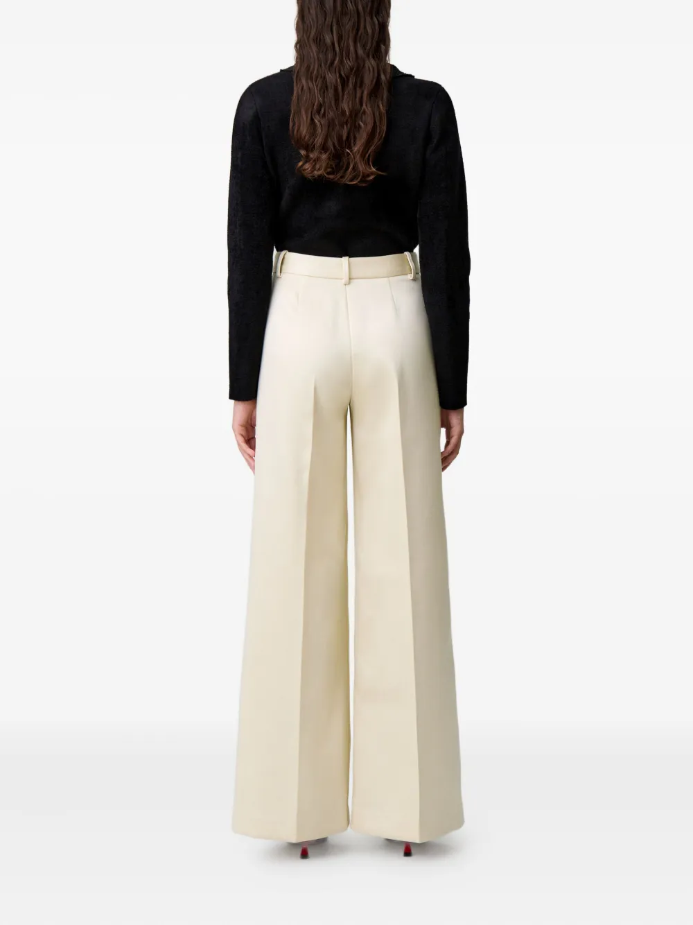 Claudie Pierlot Plooibroek met wijde pijpen Wit