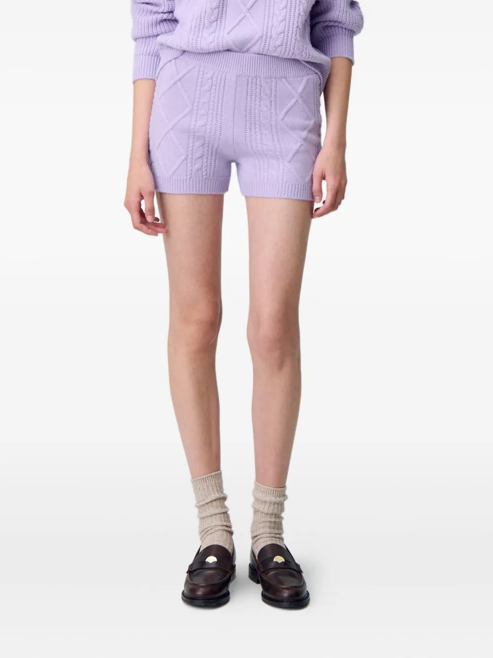 Claudie Pierlot Kabelgebreide shorts Paars